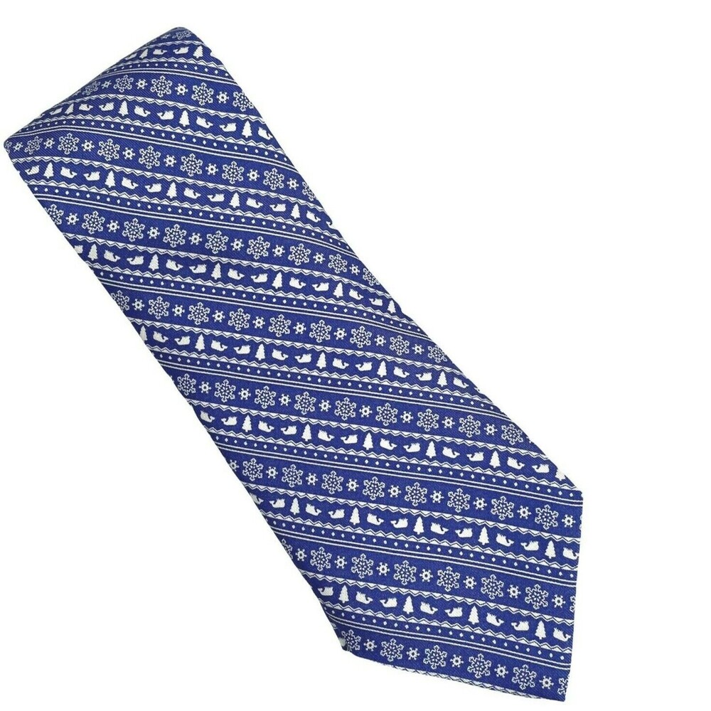 Vineyard Vines Fair Isle Stripe Marlin Blue Silk Tie